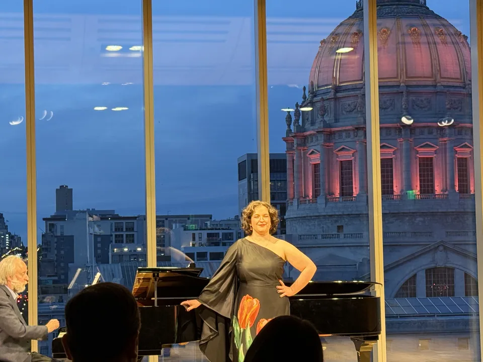 Leora performing on stage