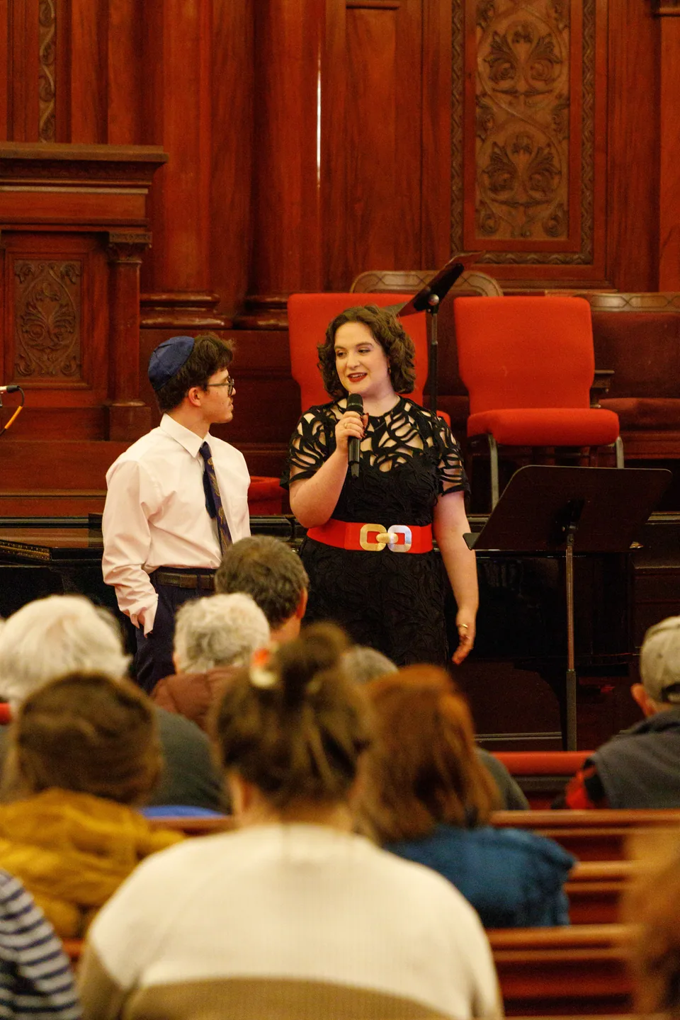 Leora Gilgur with a student after a recital